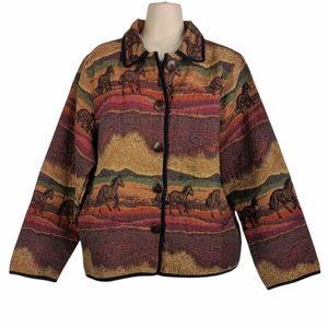 VINTAGE Keren Hart Southwest Horse Tapestry Coat